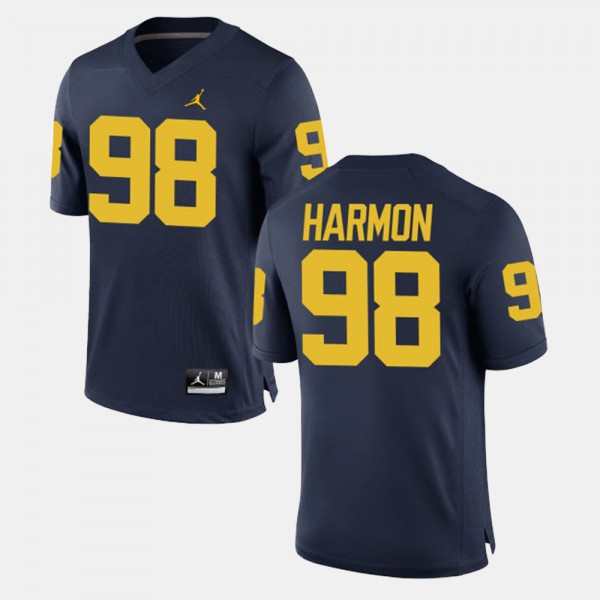Michigan #98 Men Tom Harmon Jersey Navy NCAA Alumni Football Game